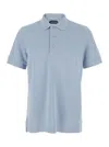 Tom Ford Light-blue Short-sleeves Polo In Cotton Piquet Jersey Man
