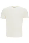Tom Ford White Crewneck T-shirt With Tf Embroidery In Lyocell And Cotton Blend Man In Neutral