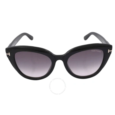 Tom Ford Tori Grey Gradient Cat Eye Ladies Sunglasses Ft0938 01b 53 In Black / Grey