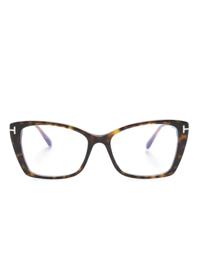 Tom Ford Tortoise-shell Butterfly Glasses In Braun