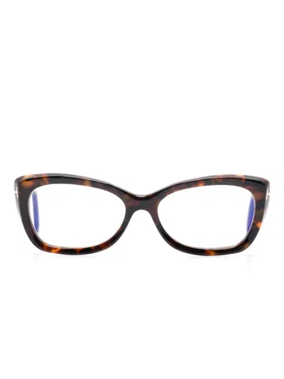 Tom Ford Tortoiseshell Cat-eye Glasses In Brown