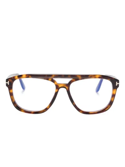 Tom Ford Tortoiseshell-effect Glasses In Brown