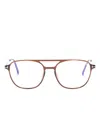 Tom Ford Tortoiseshell-effect Pilot-frame Glasses In Braun