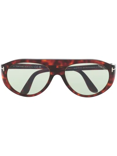 Tom Ford Tortoiseshell Pilot-frame Sunglasses In Red