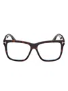 Tom Ford Tortoiseshell Square Clip-on Glasses In Brown