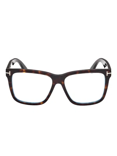 Tom Ford Tortoiseshell Square Clip-on Glasses