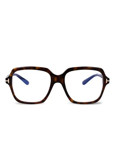 Tom Ford Tortoiseshell Square-frame Glasses In Brown