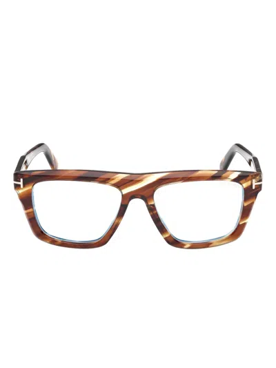 Tom Ford Tortoiseshell Square-frame Glasses In Brown