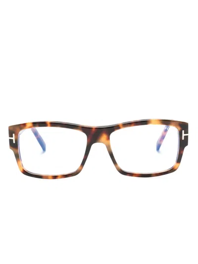 Tom Ford Tortoiseshell Square-frame Glasses In Brown