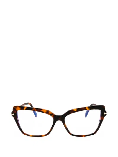 Tom Ford 55mm Cat Eye Blue Light Blocking Optical Glasses In Brown