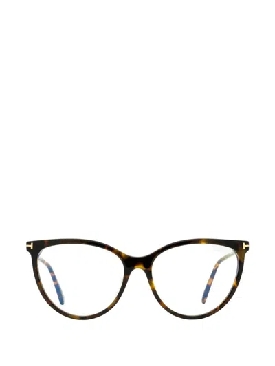 Tom Ford Tortoiseshell-effect Magnetic-clip Glasses In Brown