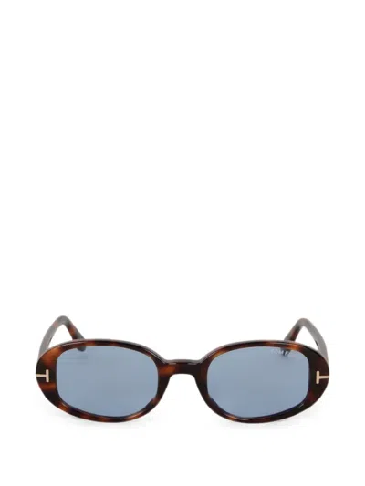 Tom Ford Tortoiseshell-effect Oval-frame Sunglasses In Brown