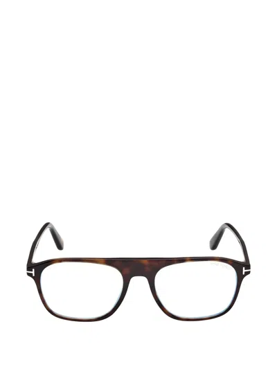 Tom Ford Tortoiseshell-effect Pilot Glasses In Brown