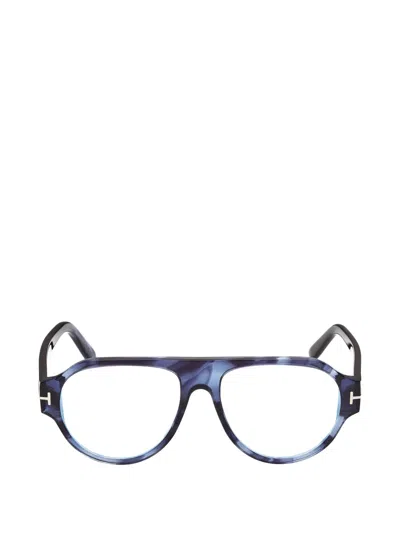 Tom Ford Tortoiseshell-effect Pilot-frame Glasses In Green