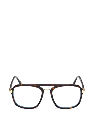 Tom Ford Tortoiseshell-effect Pilot-frame Glasses In Multi