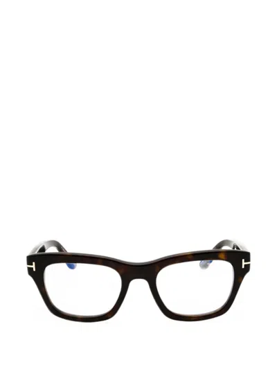 Tom Ford Tortoiseshell-effect Rectangle-frame Glasses In Black