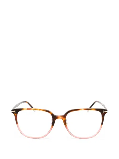 TOM FORD TORTOISESHELL-EFFECT RECTANGLE-FRAME GLASSES