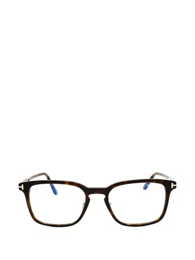 Tom Ford Tortoiseshell-effect Rectangle-frame Glasses In Brown