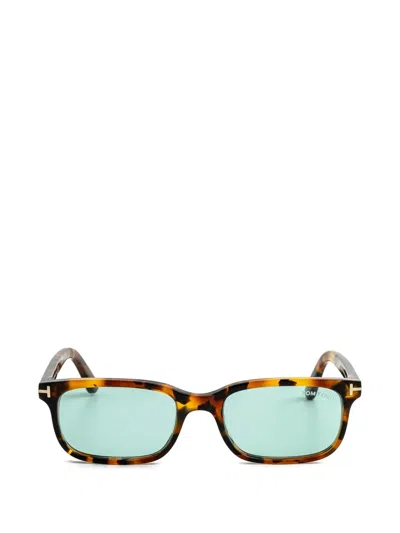 Tom Ford Tortoiseshell-effect Rectangle-frame Sunglasses In Multi