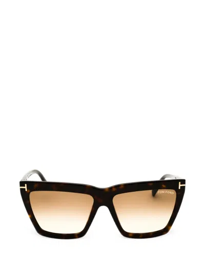 Tom Ford Tortoiseshell-effect Rectangle-frame Sunglasses In Multi