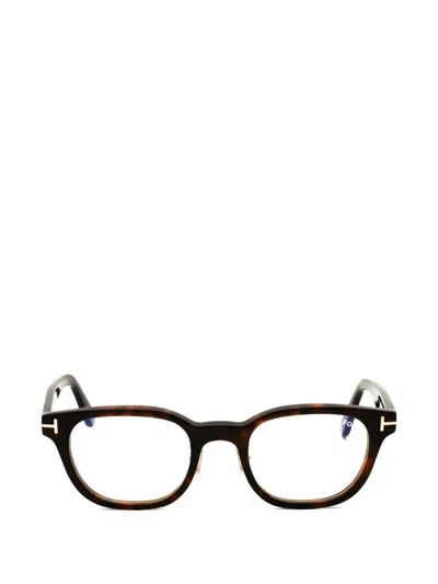 Tom Ford Tortoiseshell-effect Round-frame Glasses In Brown