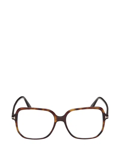 Tom Ford Tortoiseshell-effect Square-frame Glasses In Brown