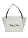 Tom Ford Small Canvas Tote Bag In White