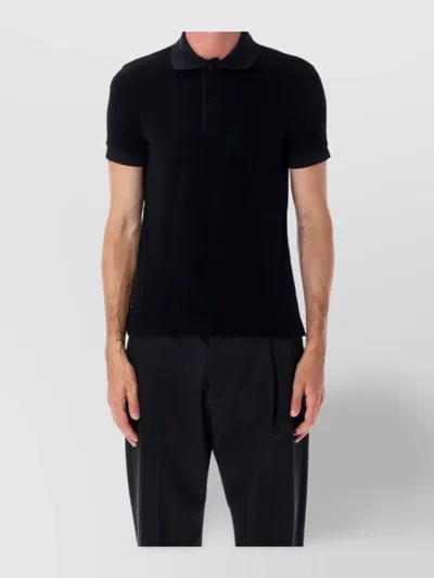 Tom Ford Toweling Collared Polo Shirt In Black