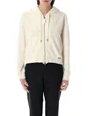 Tom Ford Hooded Zip Sweatshirt Featuring Pockets In Ecru