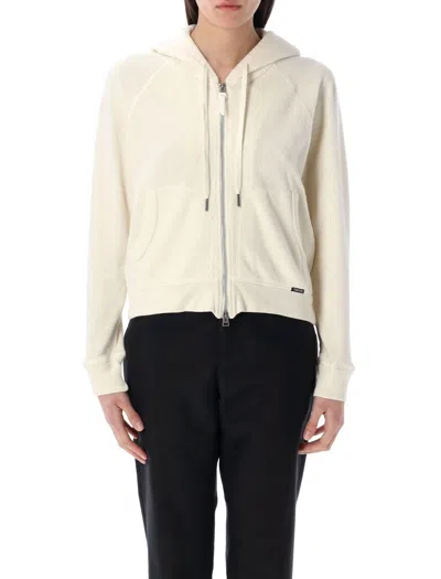 Tom Ford Towelling Zip Hoodie In Neutral