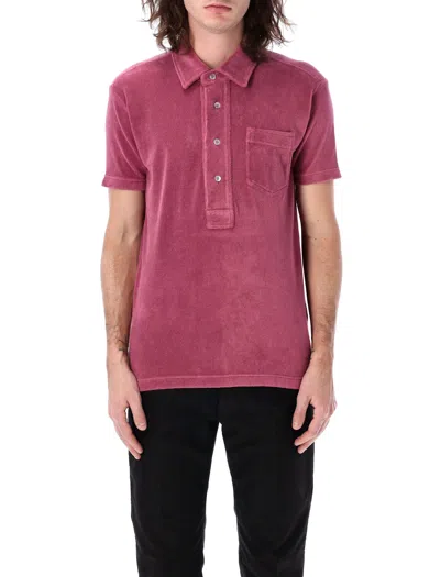 Tom Ford Toweling Polo In Magenta