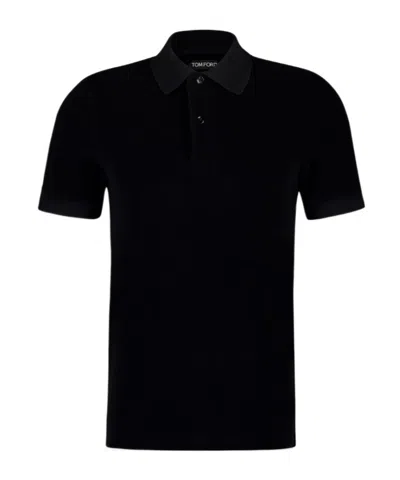 Tom Ford Towelling-finish Polo Shirt In Black