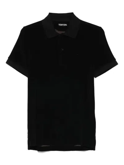 Tom Ford Towelling-finish Polo Shirt In Black