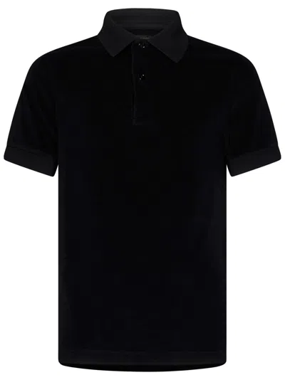 Tom Ford Towelling Polo In Black