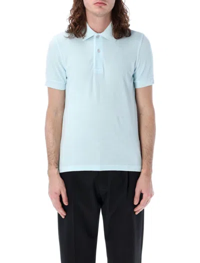 Tom Ford Towelling Polo In Crystal Blue