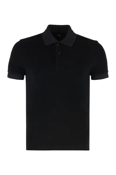 Tom Ford Towelling Polo Shirt In Black