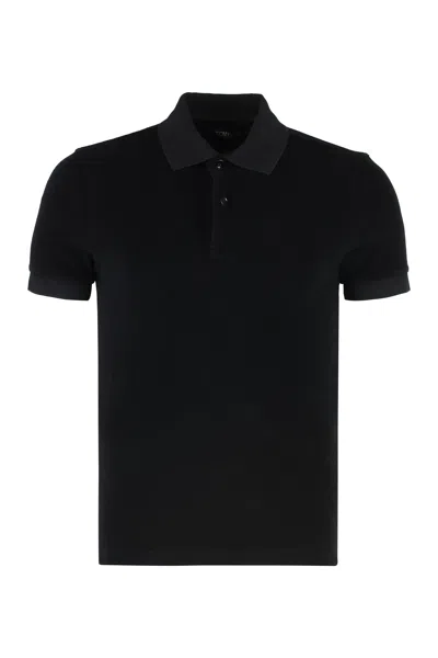 Tom Ford Towelling Polo Shirt In Black