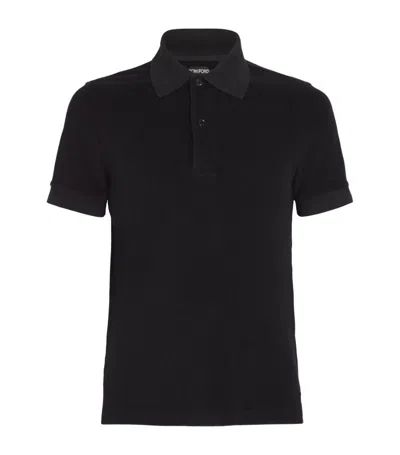 Tom Ford Towelling Polo Shirt In Black