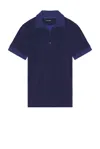 Tom Ford Towelling Short Sleeve Polo In Midnight Blue