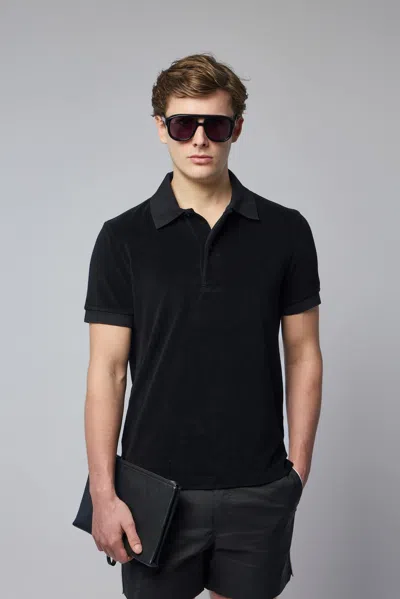 Tom Ford Towelling Ss Polo In Black