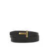 Tom Ford Brown Belt With T-plaque On The Front In Grained Leather Man In Neutral