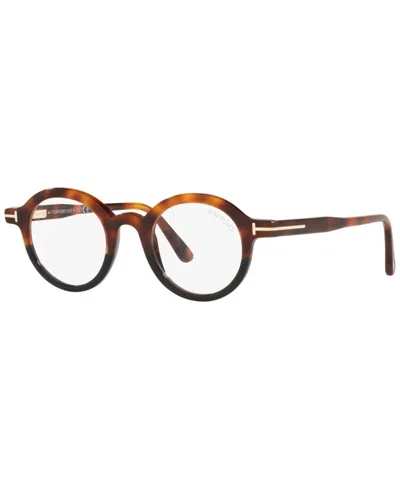 Tom Ford Tr001334 Unisex Round Eyeglasses In Tortoise Light