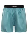 Tom Ford Silk Satin Pj Shorts In Blue