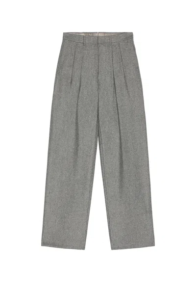 Tom Ford Traditional Flannel Double Pleat Pant In Gray