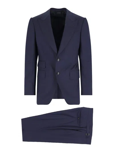 Tom Ford Wool Super 110s Sharkskin Shelton 2-piece Suit In Navy