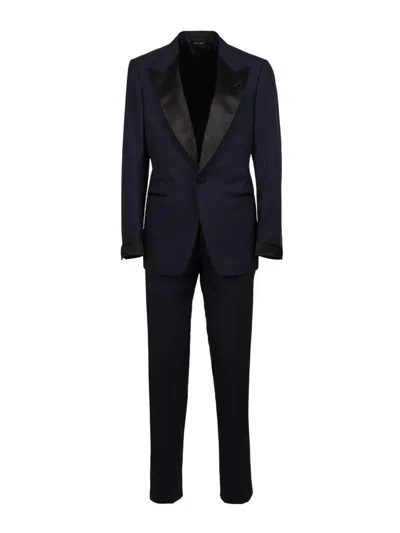 Tom Ford Breasted Tuxedo Suit In Blue