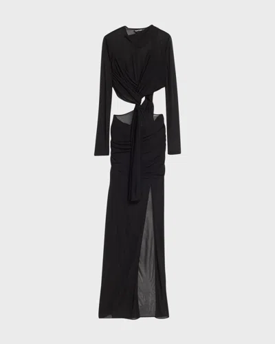 Tom Ford Crepe Twist Cutout Long Dress In Black