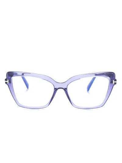 Tom Ford Transparent-frame Cat-eye Glasses In Purple