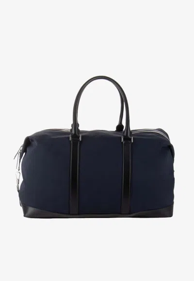 Tom Ford Travel Bag With Leather-trims In Blue