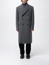Tom Ford Mens Dark Grey Black Herringbone Double-breasted Wool Coat In Gray